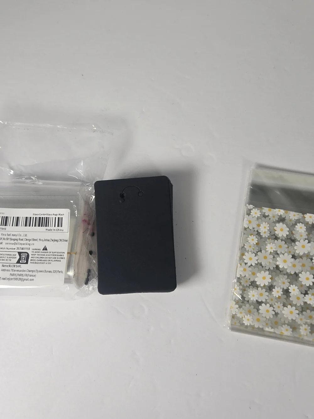 Black Jewelry Display Cards and Clear Packaging Bags Lot Daisy Print bags New